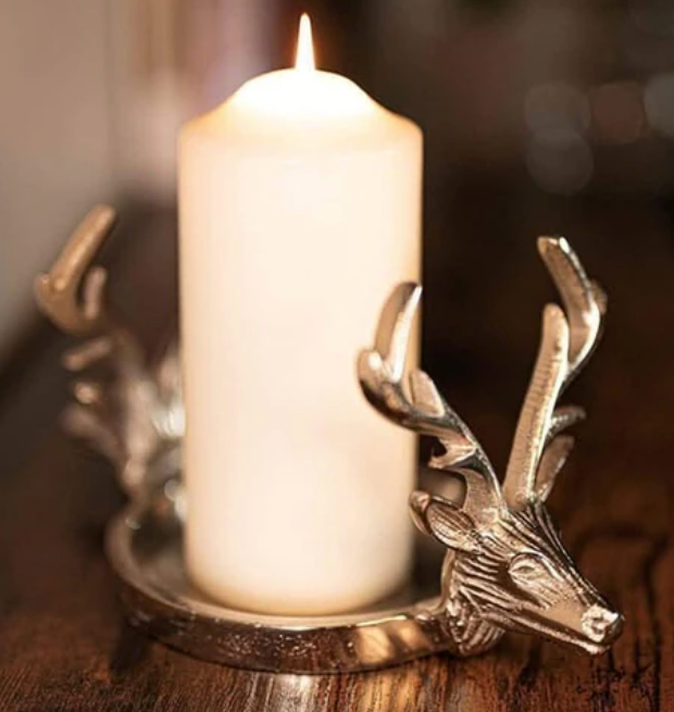 Dual Stag Head Candle Holder