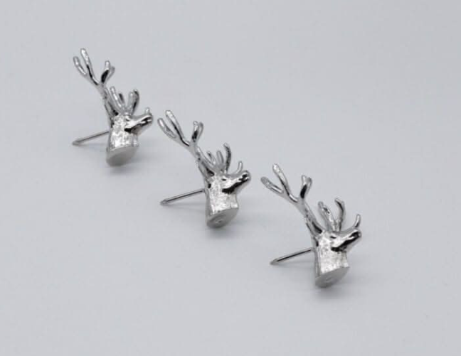 3 Piece Silver Stag Design Candle Pins
