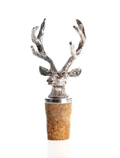 Silver Stag Cork Bottle Stopper