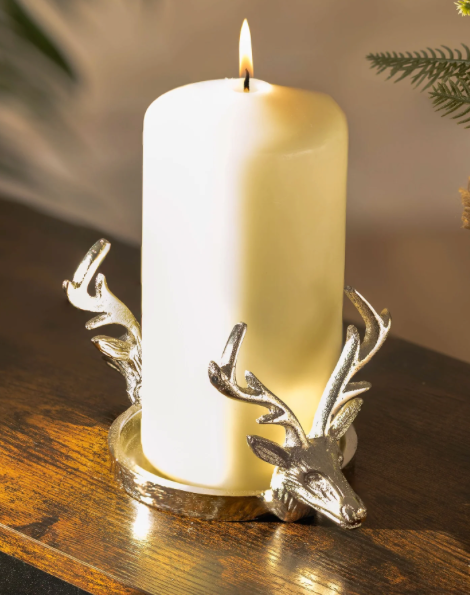 Dual Stag Head Candle Holder