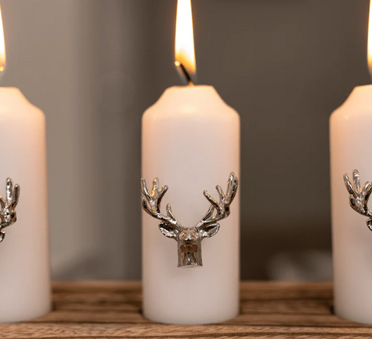 3 Piece Silver Stag Design Candle Pins