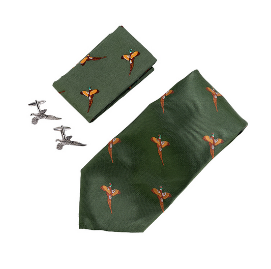 Pheasant Tie, Cufflinks & Hankie Set
